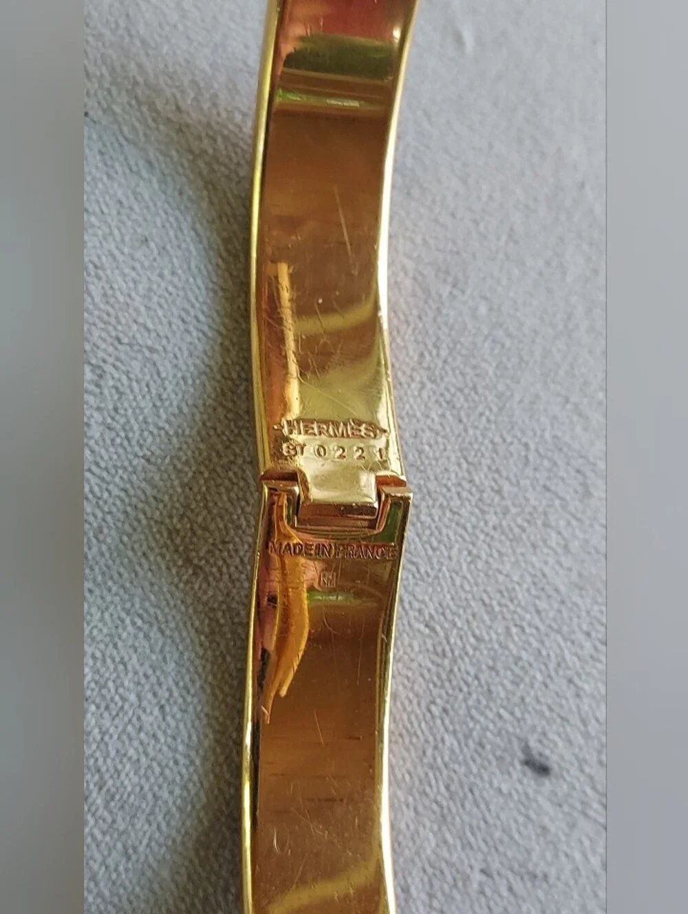 Hermes Clic H Bracelet Yellow Gold w/ Coral Pink Enamel H Clasp